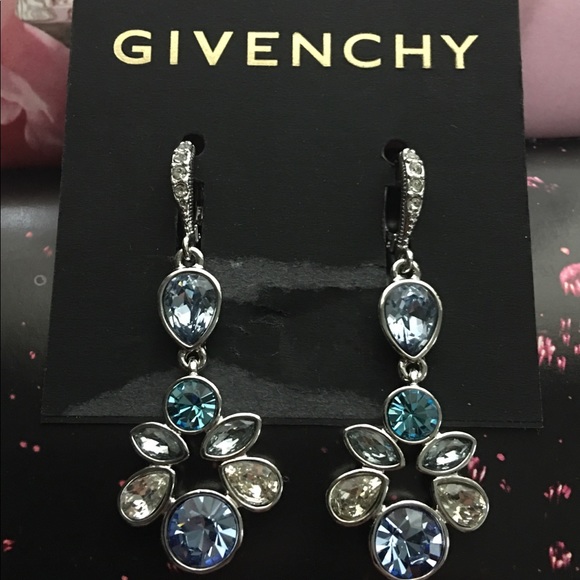 Givenchy Jewelry - GIVENCHY RHODIUM PLATED BLUE SWAROVSKI EARRINGS